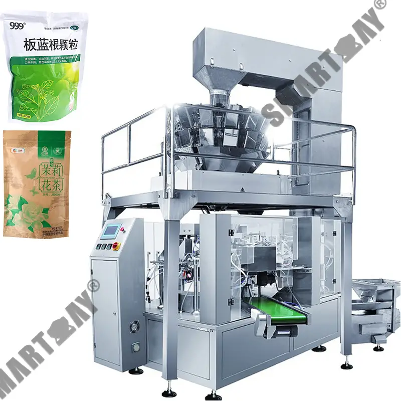 Tee banlangen rotearjende bagging masine foar granulearre drank 1