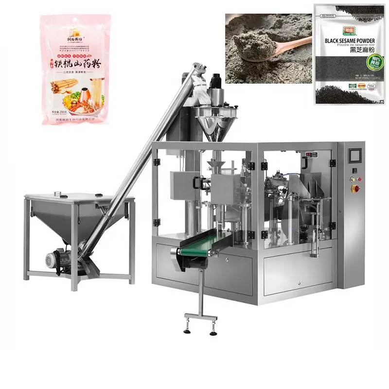 Timbangan otomatis ngeusian bubuk wijen hideung mesin bungkus kantong nangtung mesin bungkus tipung ubi 1