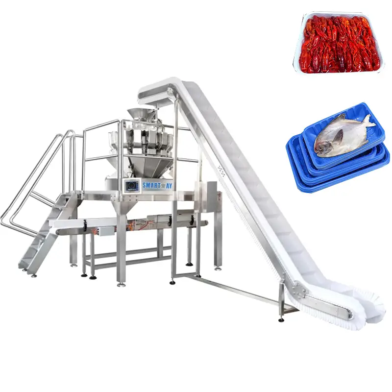 Mesin pangimbangan anu akurat sareng kualitas luhur pikeun ngeusian baki crawfish, sistem denester baki bal lauk pikeun kadaharan ti laut. 1