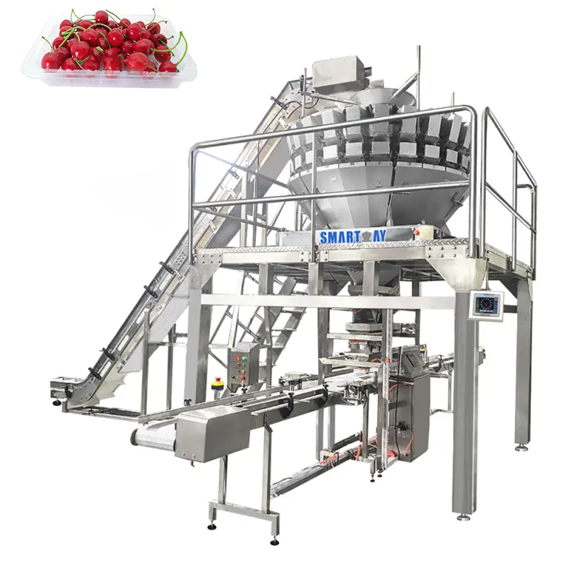 د میوو لپاره په بشپړ ډول اتومات وزن ډکولو سیل کولو لونګان پلاستيکي بکس بسته کولو ماشین کمکوټ بسته کولو ماشین 1