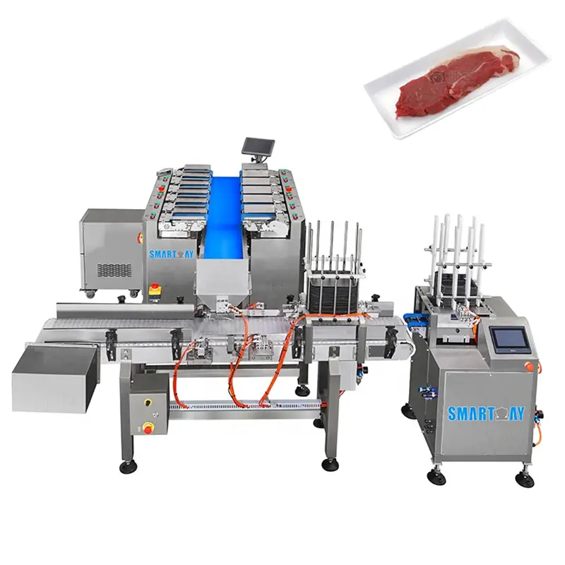 Auto linear combination weigher mutton tray filling packing machine duck wings packaging machine for frozen meat 1
