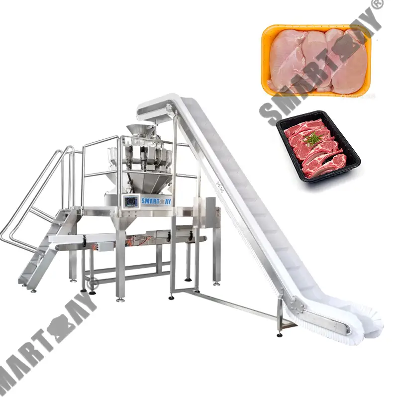 High speed weighing multihead weigher beef tray filling packing machine pork packaging machine for meat 1