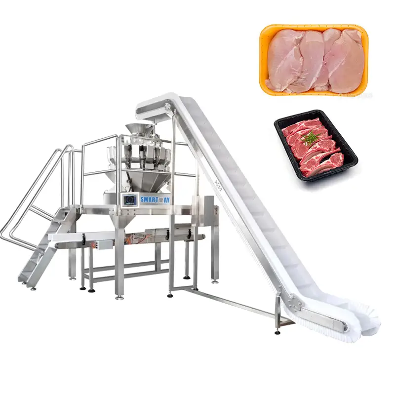 High speed weighing multihead weigher beef tray filling packing machine pork packaging machine for meat 1