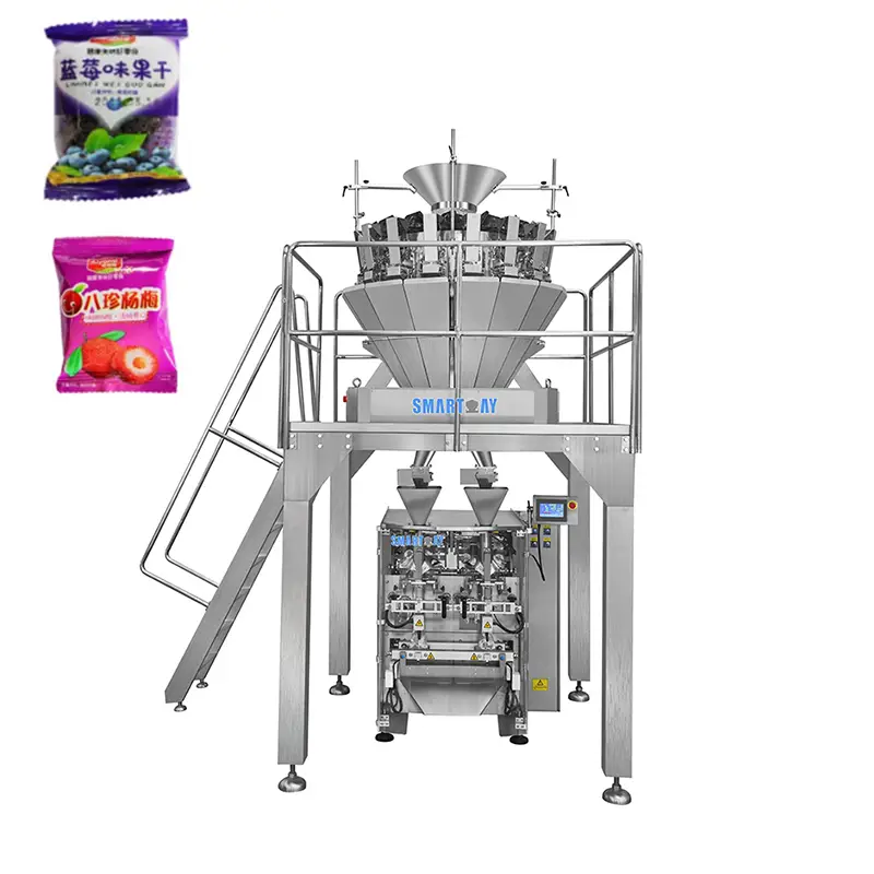 High speed weighing selling filling vffs dried fruit plastic bag packing machine chips package machine for junk food 1