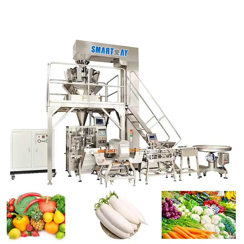 බහු ශීර්ෂ මිශ්‍රණ බර යන්ත්‍රයක් සහිත අධිවේගී වාතය රහිත සිරස් එළවළු ඇසුරුම් යන්ත්‍රය ආහාර ඇසුරුම් යන්ත්‍රය 1