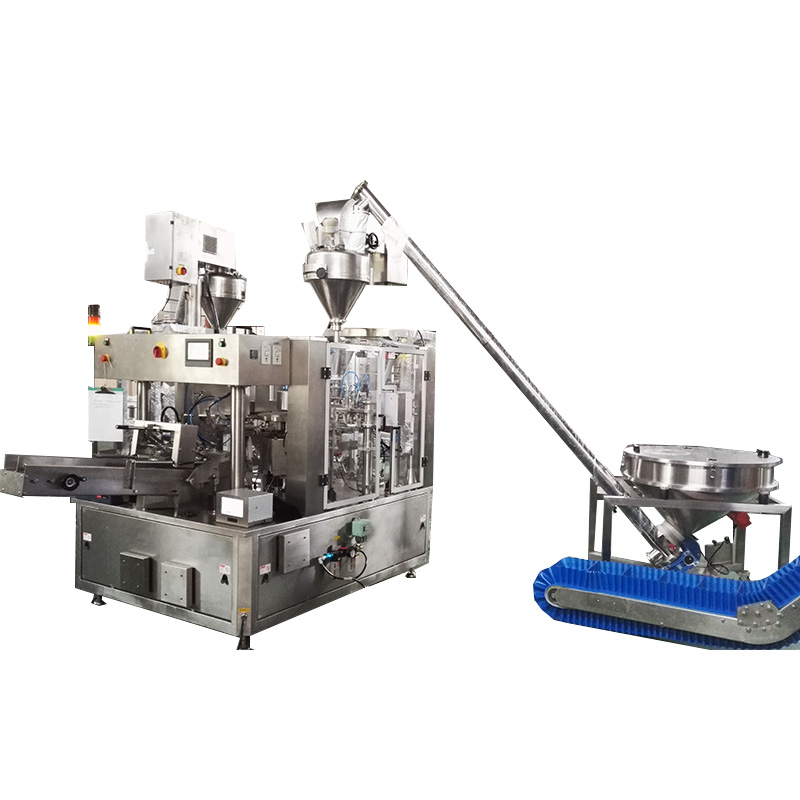 Mesin bungkus bubuk garing Rotary nganggo stainless steel SUS304 pikeun bubuk protéin 1