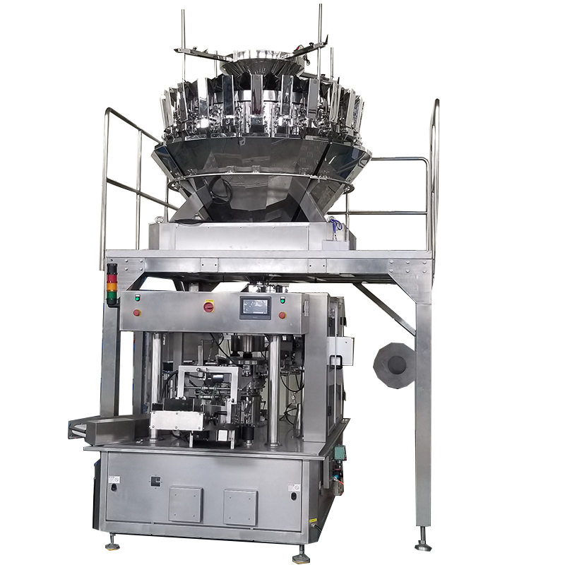 ಚೀಲದಲ್ಲಿ ಹೆಚ್ಚಿನ ನಿಖರತೆಯ ಚೀಲ ದ್ವಿತೀಯ ರೋಟರಿ ಹಂದಿ ಜರ್ಕಿ ಪೂರ್ವ ನಿರ್ಮಿತ ಚೀಲ ಪ್ಯಾಕಿಂಗ್ ಯಂತ್ರ ಮಲ್ಟಿಹೆಡ್ ತೂಕದೊಂದಿಗೆ 1