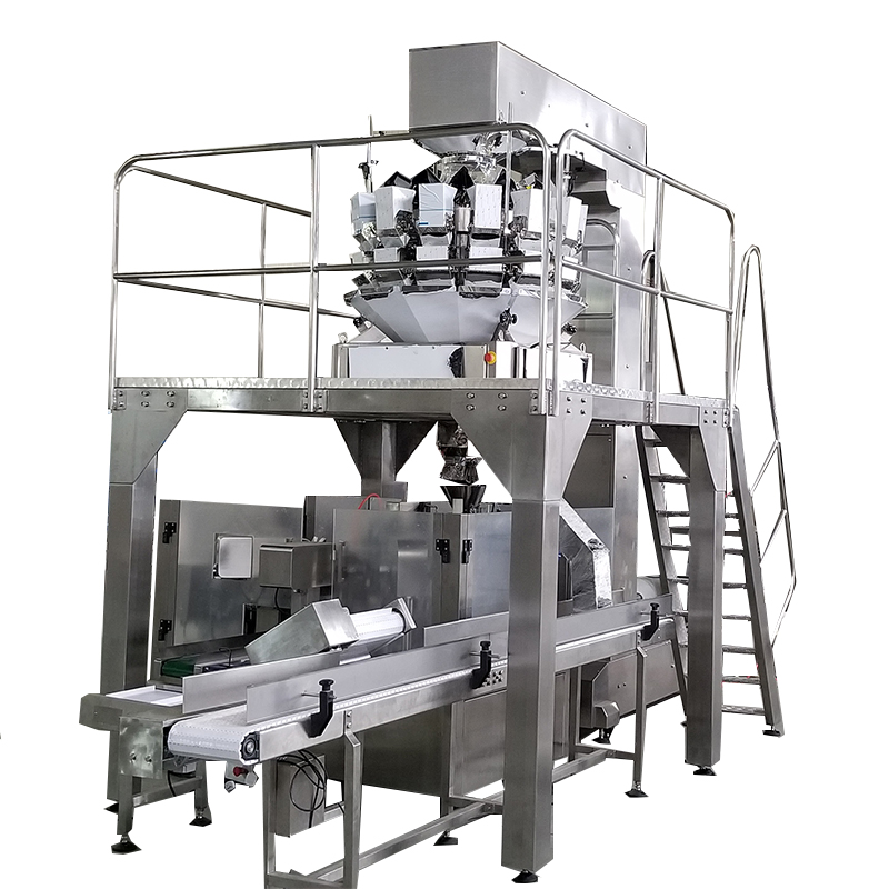 კარტოფილის ჩიფსების ავტომატური მბრუნავი წინასწარ დამზადებული ჩანთების შესაფუთი მანქანა მრავალთავიანი ამწონით 1