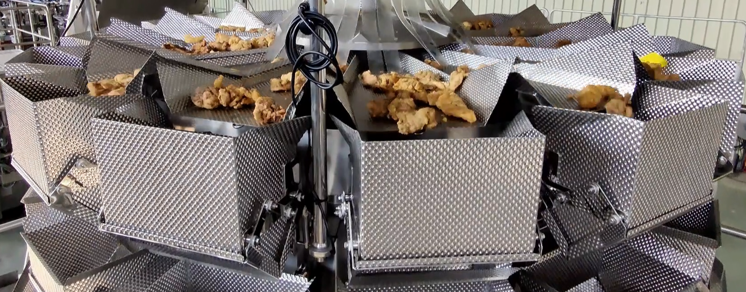 Is it possible to use an automatic machine to quickly weigh huge pieces of fried chicken? 1