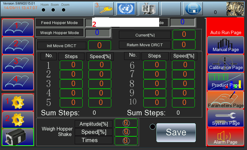 Adjust the parameter of motor of multihead weigher 6