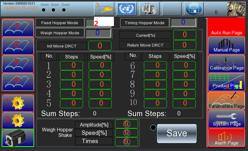 Adjust the parameter of motor of multihead weigher 3