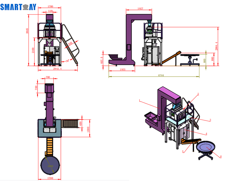آرژانتین: خط بسته بندی عمودی توزین خطی ۴ هد با دقت بالا برای حبوبات، دانه‌ها، غلات و غیره. 7