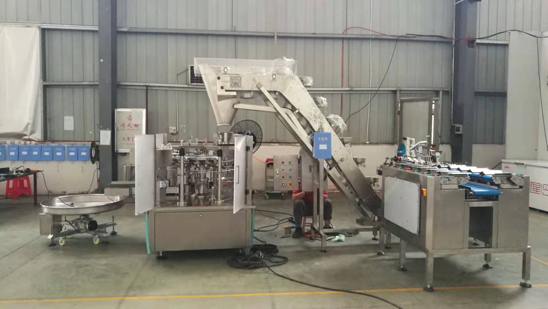 12 head linear weigher rotary packing line install in Czech 3