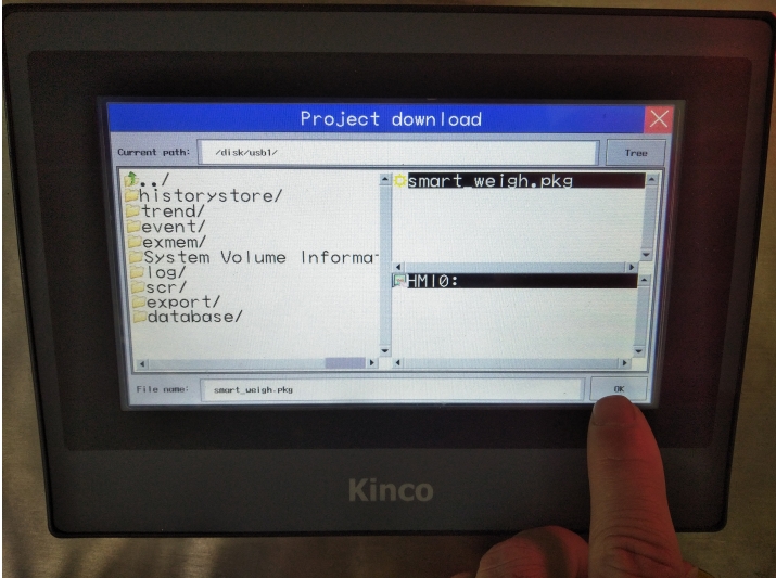Como baixar um programa de um dispositivo USB para uma tela sensível ao toque Kinco 9