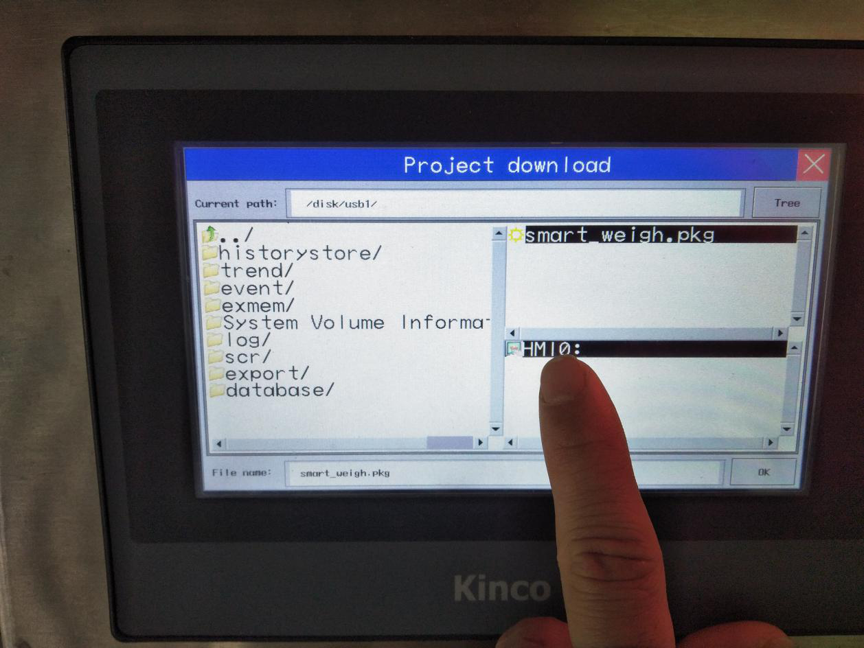 Como baixar um programa de um dispositivo USB para uma tela sensível ao toque Kinco 8