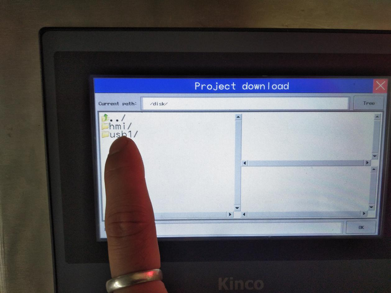 Como baixar um programa de um dispositivo USB para uma tela sensível ao toque Kinco 7
