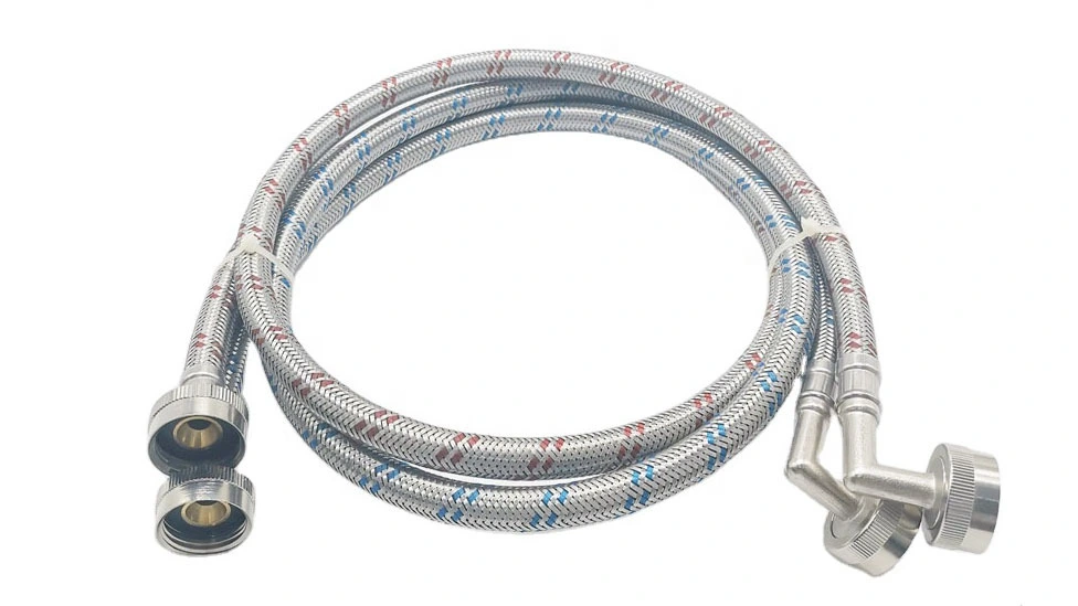 Washing Machine Hoses for Hot and Cold Water Supply Lines, EPDM Inner Tube Premium Stainless Steel Wash Machine Parts 1