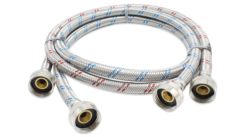 Washing Machine Hoses for Hot and Cold Water Supply Lines, EPDM Inner Tube Premium Stainless Steel Wash Machine Parts 8