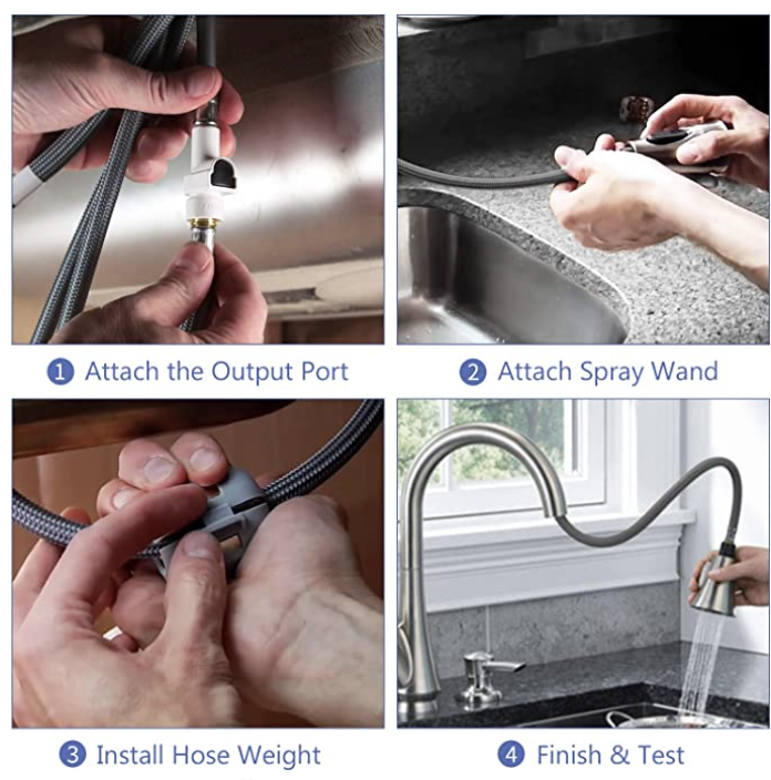 Super Flexible Pullout Hose Nylon Barided NSF WRAS Certificated with F 1/2 x M 10 for Kitchen Faucet 16