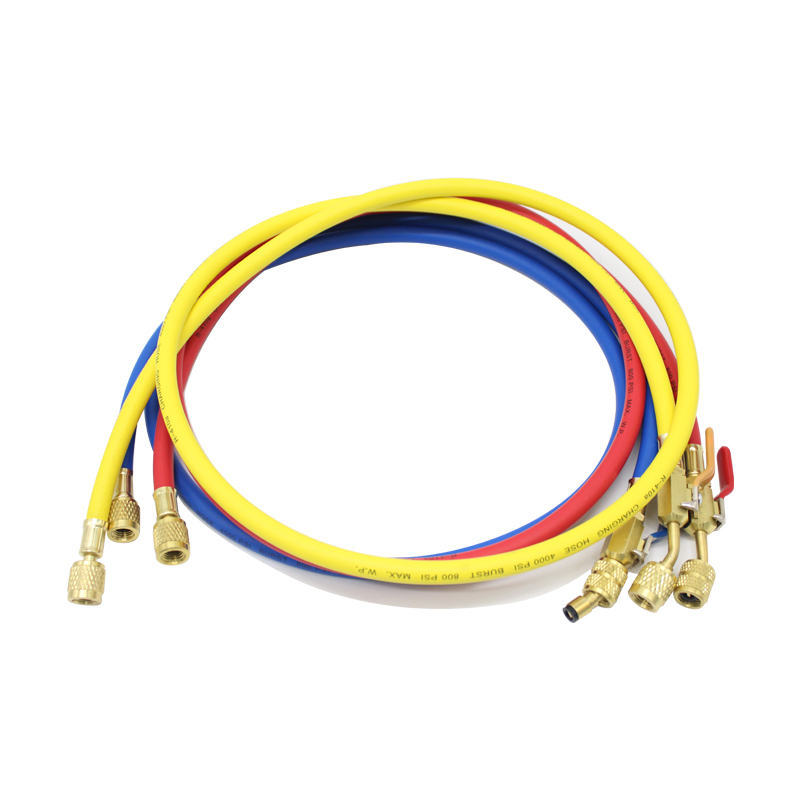 W.P 800psi Red Yellow Blue Vacuum Rated Refrigerant Charging Hoses with Ball Valves | PASSIONHOSE 3