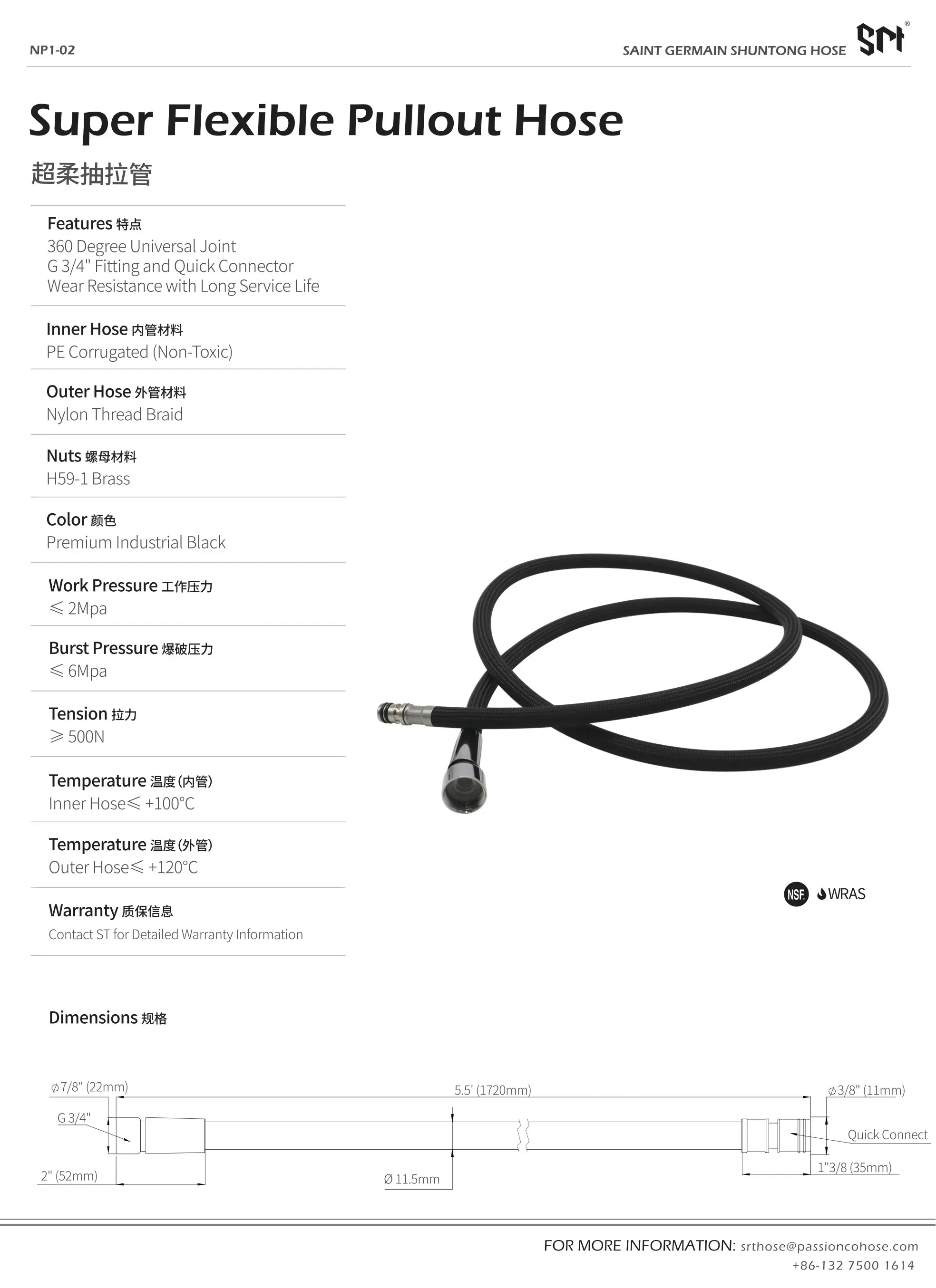 PASSIONHOSE | New kitchen tap pull out hose supply 6