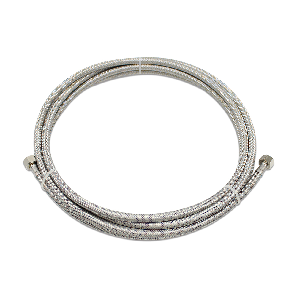 20 FT Braided Stainless Steel Ice Maker Water Hose with 1/4 x 1/4 Compression Icemaker Supply Hose 7