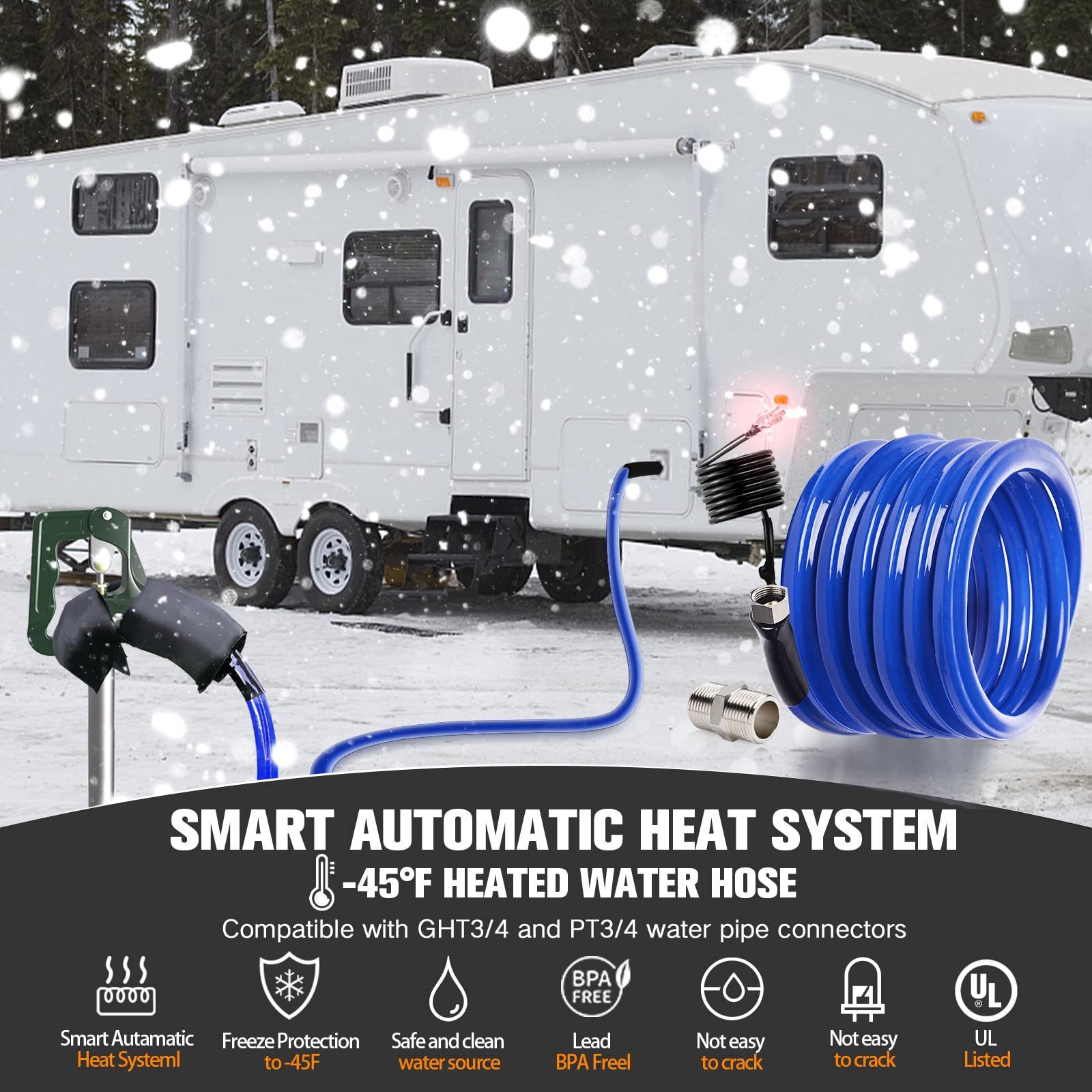 25FT Heated Drinking Water Hose For RV Antifreeze With Energy Saving Thermostat | PASSIONHOSE 16