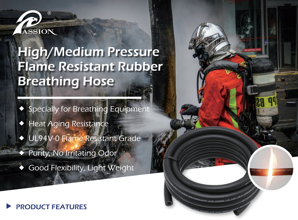 Paishun - High Medium Pressure Flame Resistant Rubber Breathing Air Hose Rubber Air/ Water Hose 14