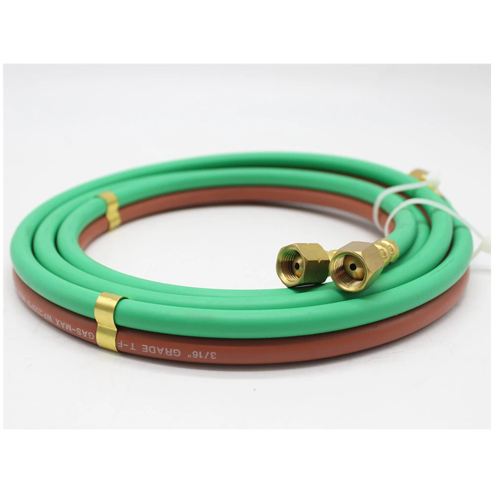 Paishun - R Grade Red & Green 1/4''x25ft Twin Welding Mangueira Twin Hose with Fittings 1