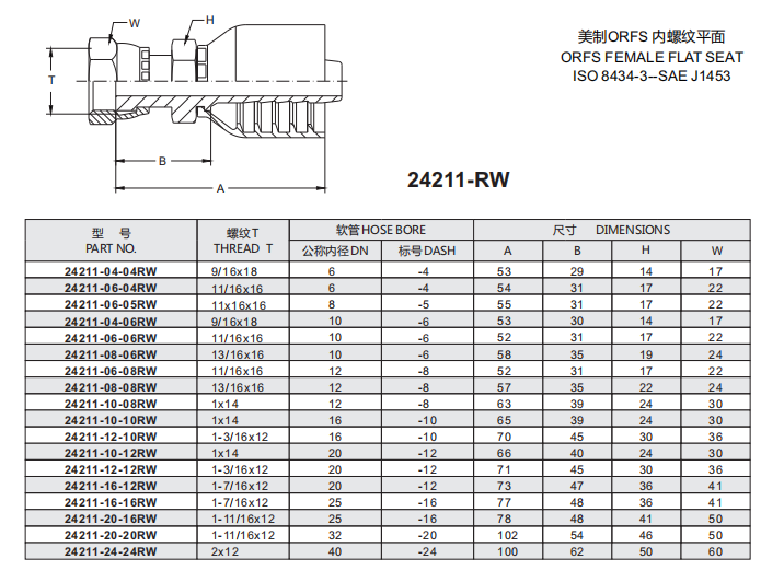 Paishun - 3/8 ORFS Female Flat Face One Piece Hydraulic Pump Fitting Nipple Connector NPT 6