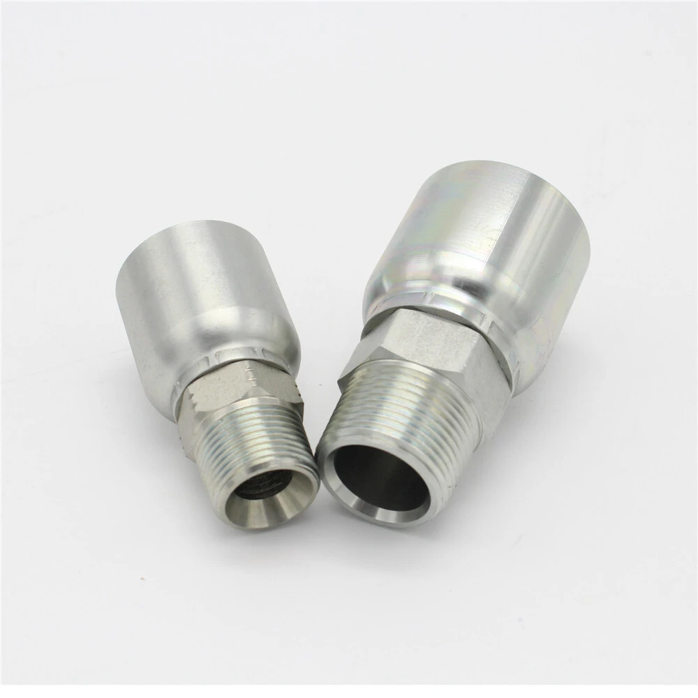 Paishun - NPT Crimped 3/8 Male Crimping Hydraulic Hose Pipe Fitting in Stainless Steel Ferrule/ Fitting/ Coupler 1