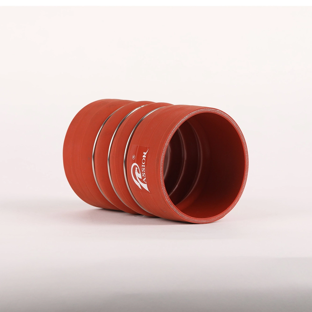 Paishun - 4" binnendiameter met 6" lengte, rode stoffen CAC-slang met bult, rechte siliconenslang met bult 1