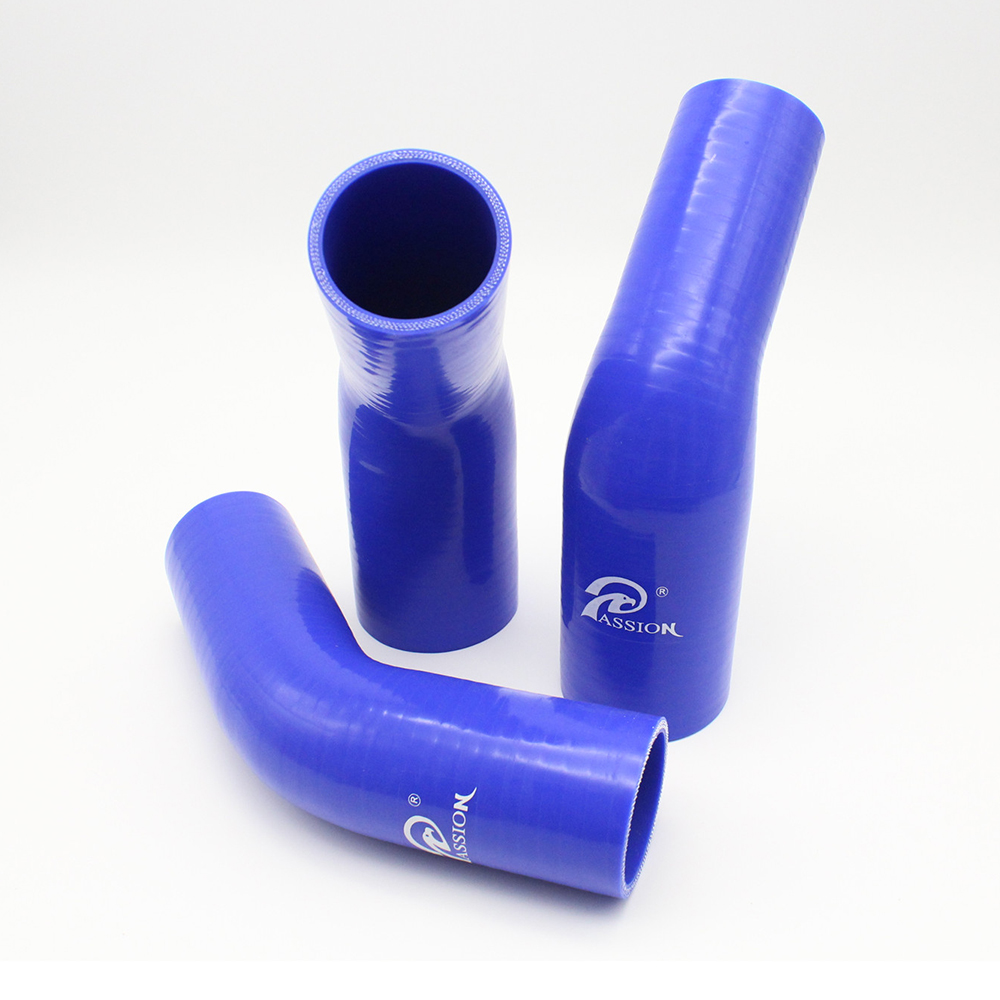  ข้อต่อซิลิโคนสีฟ้าทรงข้อศอกขนาด 4 นิ้ว เป็น 3 นิ้ว เสริมความแข็งแรง 3 ชั้น คุณภาพสูง สำหรับท่อดูดอากาศเทอร์โบ มุม 45 องศา