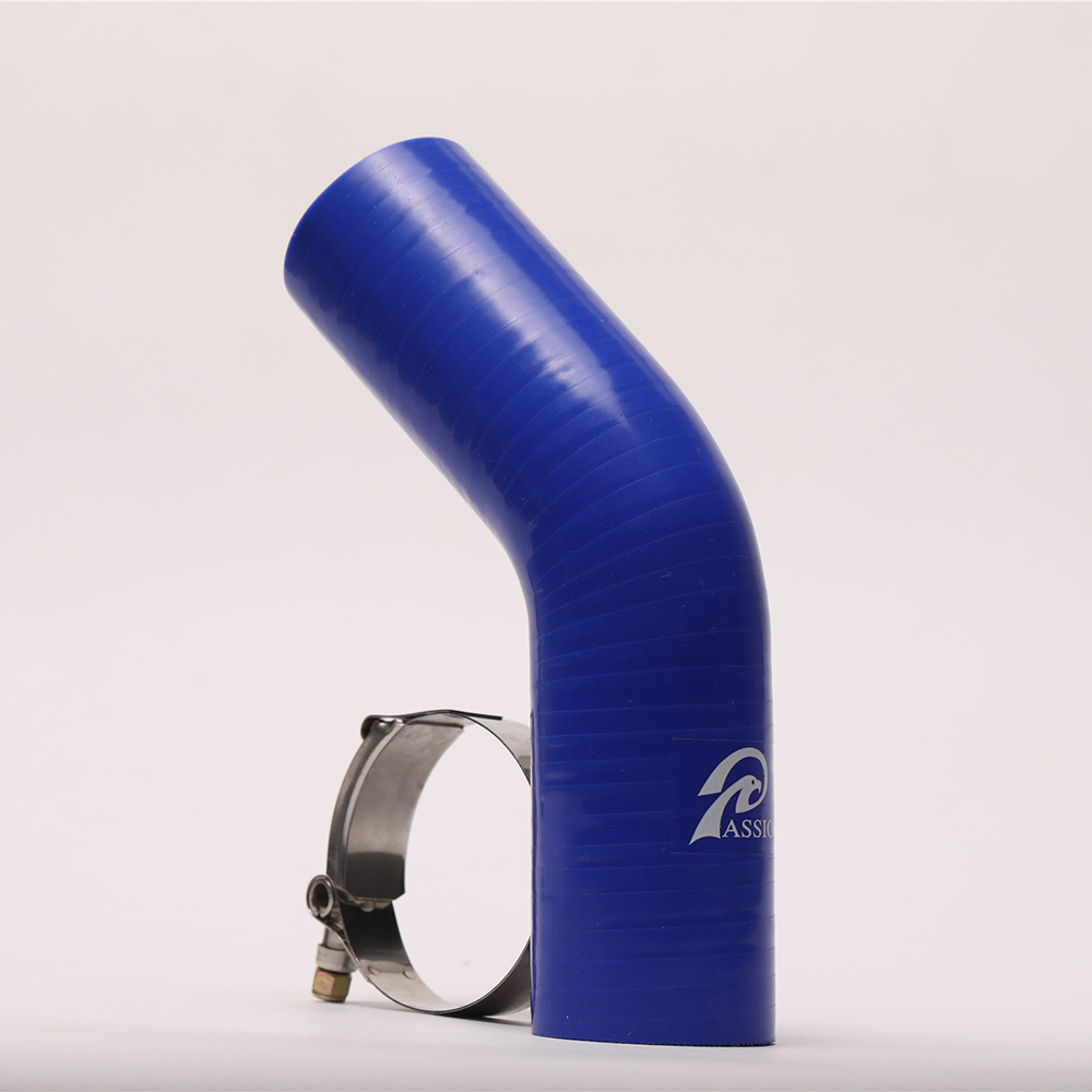  ข้อต่อซิลิโคนสีฟ้าทรงข้อศอกขนาด 4 นิ้ว เป็น 3 นิ้ว เสริมความแข็งแรง 3 ชั้น คุณภาพสูง สำหรับท่อดูดอากาศเทอร์โบ มุม 45 องศา