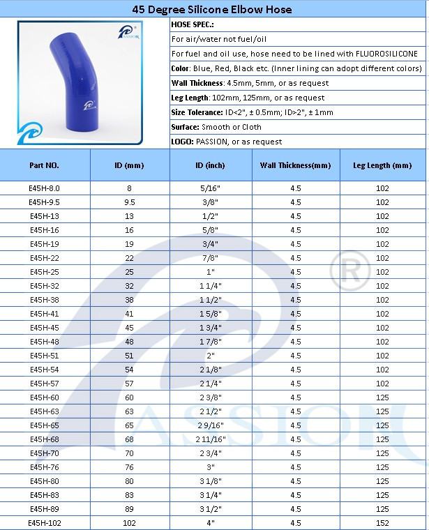 Paishun - High Temp Reinforced 45/30 Degree Coupler 3/8 inch Elbow Silicone Hoses 0.8Mpa Burst Pressure Pipe Silicone Rubber hose 10