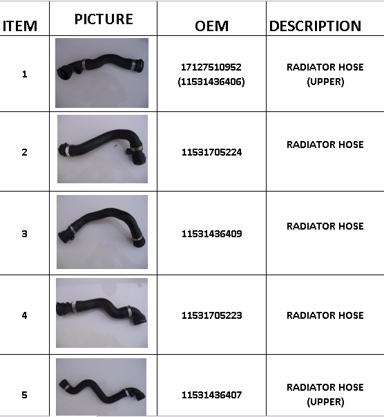 OEM 11531705223 Car Engine Parts Bend Elbow Pipe The Bottom Rubber Hose
