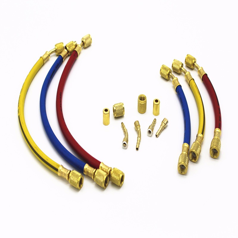 Paishun - Brass Material Female Straight and Female 45deg Fitting for Refrigerant Refrigerant Hose 8