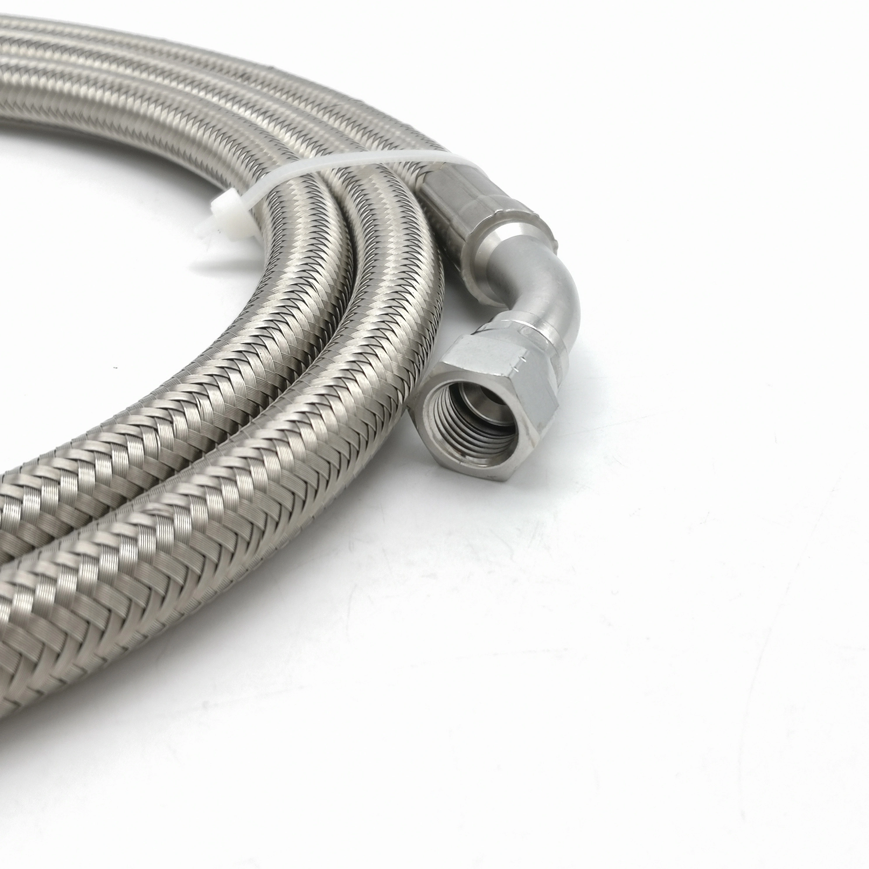 Paishun - 6AN 304 Stainless Steel Braided PTFE Corrugated Tube For Oil Pump Fuel PTFE Hose Assembly 1