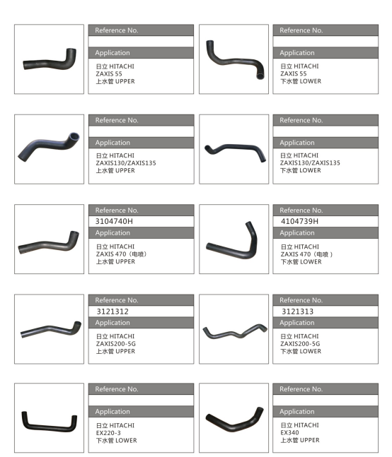 Paishun - EPDM Rubber Engine Coolant Heated Water Hose Excavator / Loader Hose for HITACHI 10
