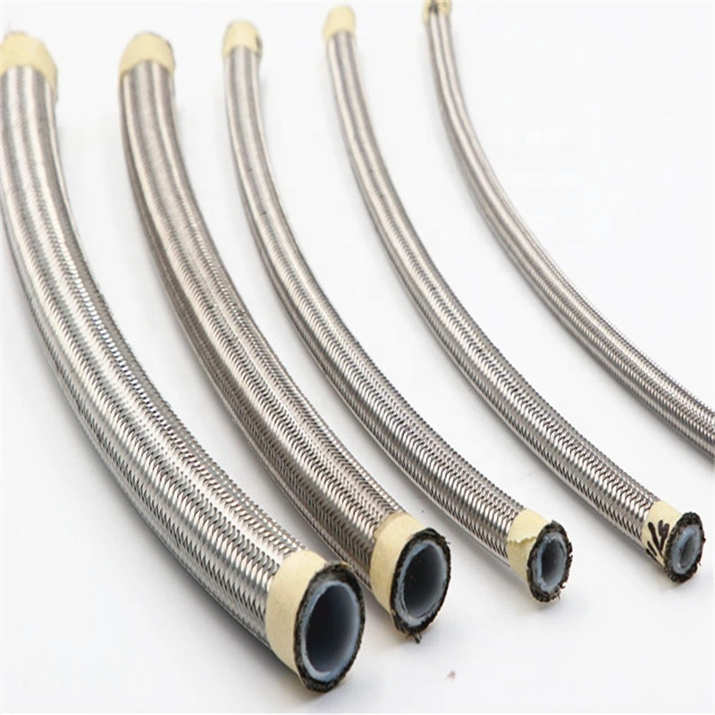 Paishun - High Temperature Hose AN8 SUS304 Stainless Steel Braided Flexible PTFE Tubing SS PTFE Smooth Hose 1
