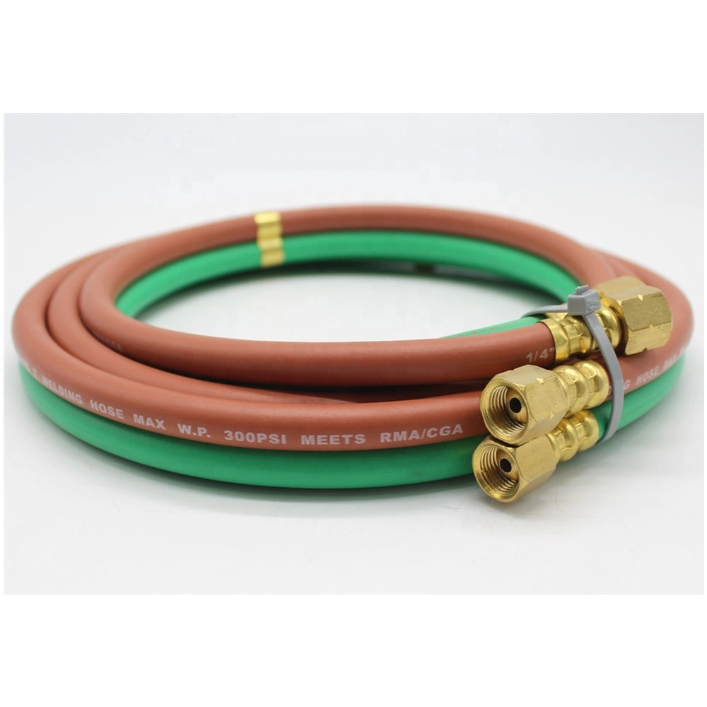 Paishun - 8mm Oxygen Acetylene Torch Twin Welding Rubber Hose with Fittings Twin Hose with Fittings 1