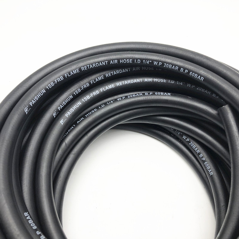 Paishun - 1/4 Inch Flexible Self-Extinguishing Fire Retardant Air Hose 300 PSI Rubber Air Water Hose 10