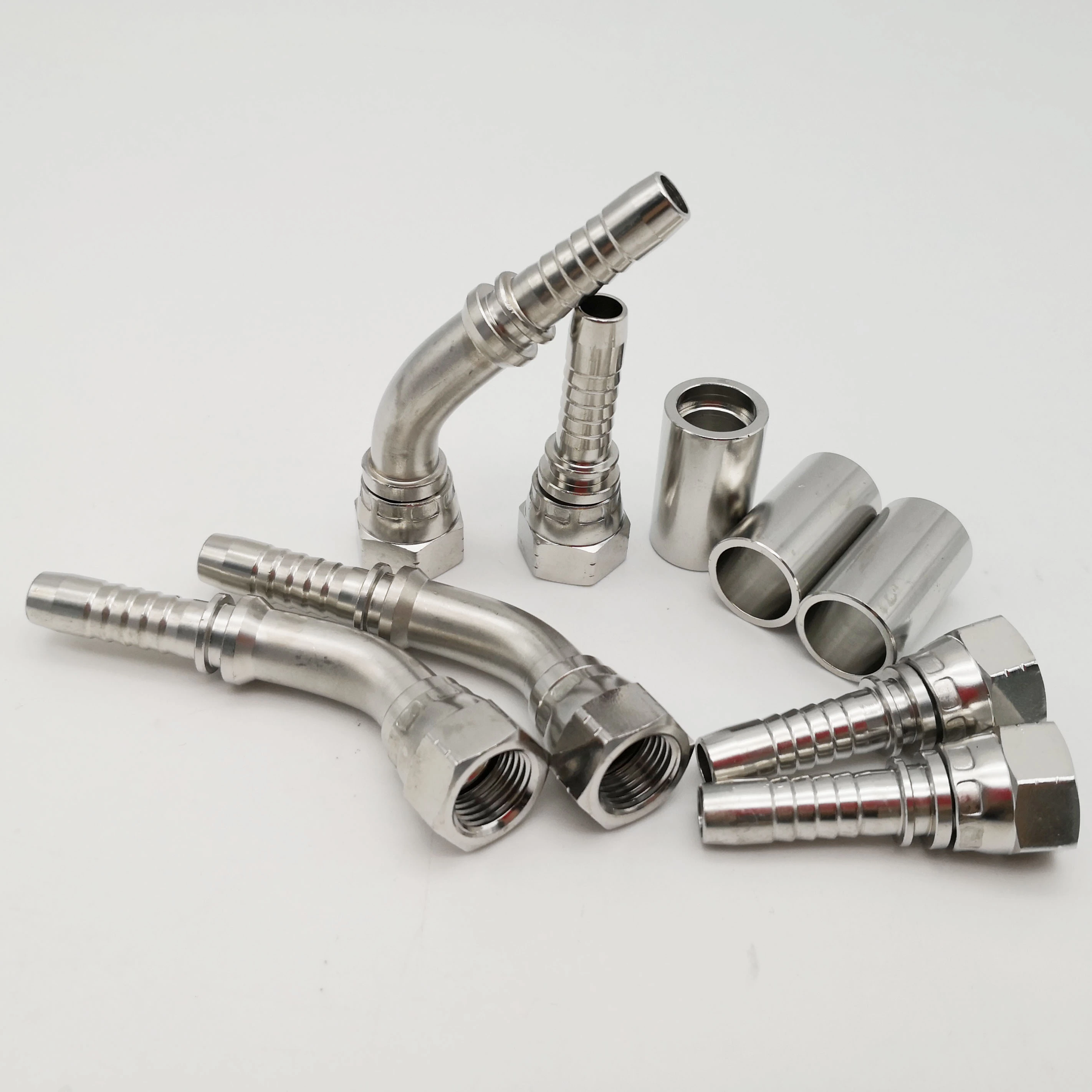 Paishun - 304 Stainless Steel JIC Female Crimping Hydraulic Pump Hose Connectors JIC 74 degree Cone Seal 1