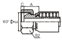 Paishun - Stainless Steel One Piece BSP Hydraulic Hose Pipe Compression Fittings BSP 60 degree Cone Seal 6