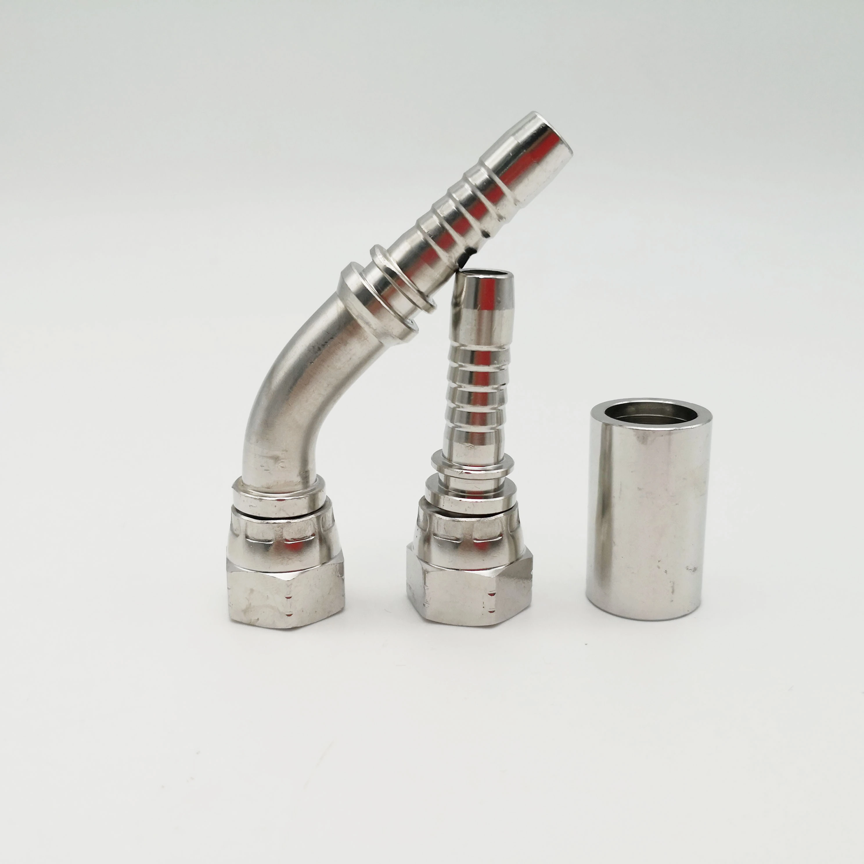 Paishun - High Pressure Hydraulic Oil Hose Pipe Fitting Crimped 3/8 Stainless JIC 74 degree Cone Seal 1