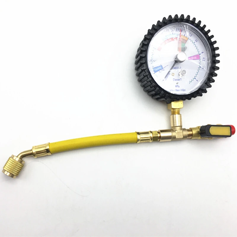 Paishun - Working Pressure 800psi Yellow R12 R134a AC Refrigerant Recharge Hose with Gauge Refrigerant Hose 1
