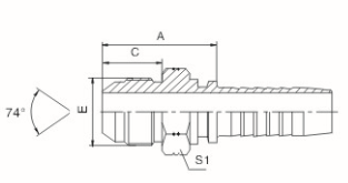 Paishun - (16711) Two Pieces Style Crimp JIC Male High Pressure Hydraulic Hose Fittings JIC 74 degree Cone Seal 6