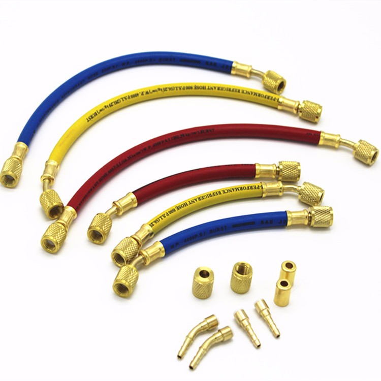 Paishun - Brass Material Female Straight and Female 45deg Fitting for Refrigerant Refrigerant Hose 10