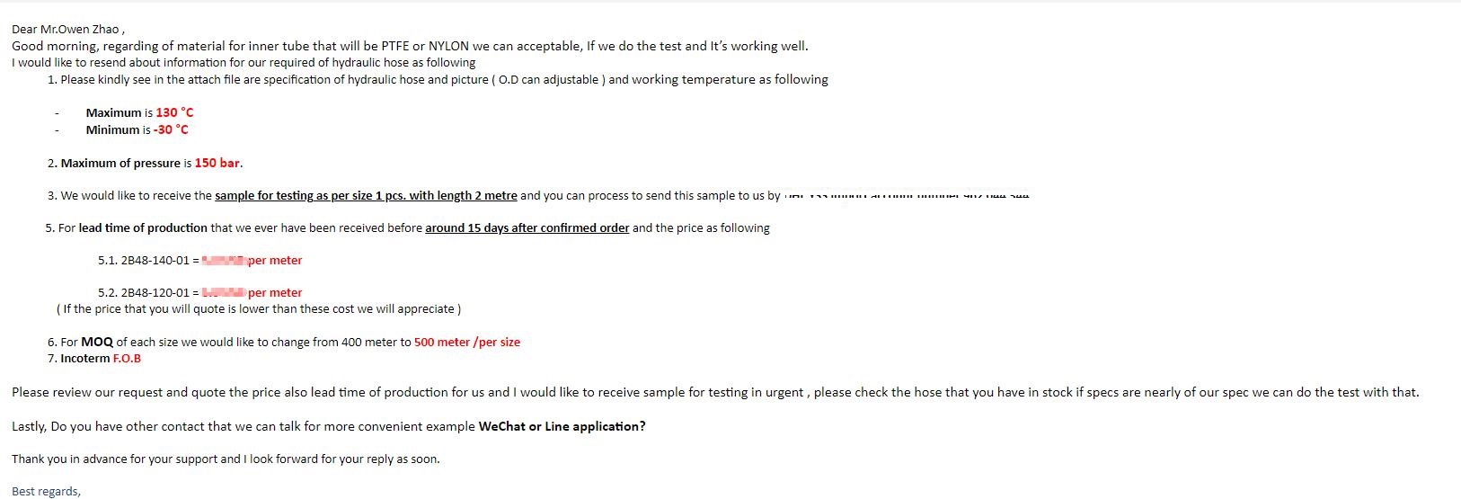 Customized PTFE Hose 3