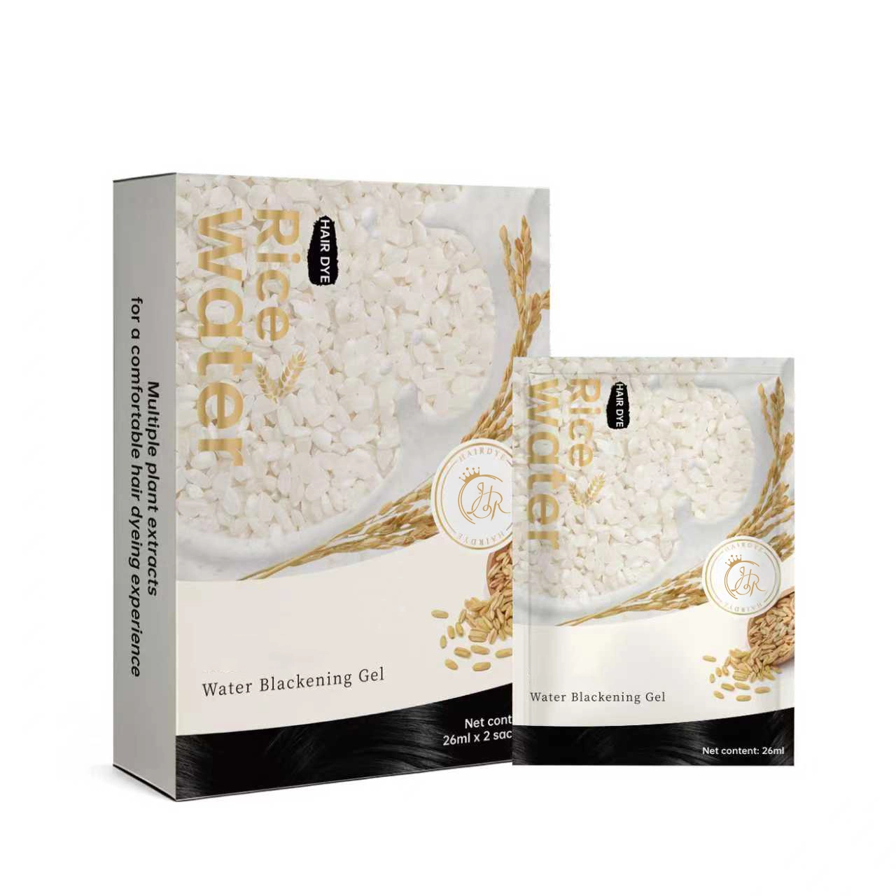 Rice Water Herbal Hair Coloring Gel 4-in-1 Wash Gentle on Scalp 1